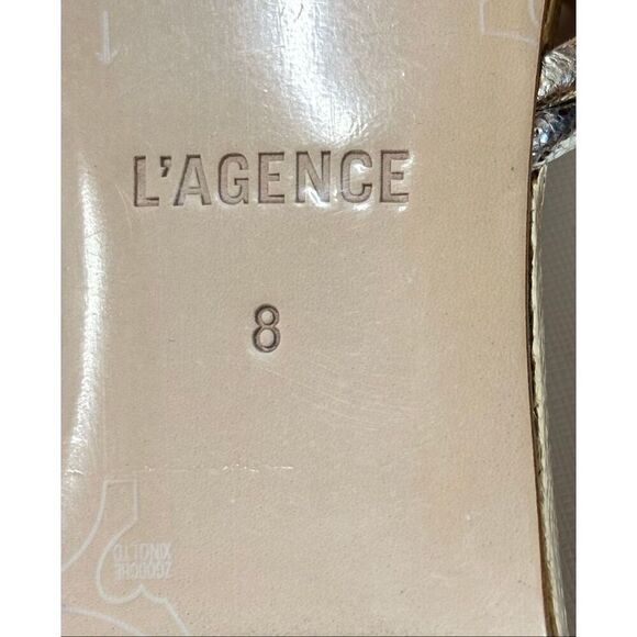 L’agence Abelle Flat Sandal in Gold/Silver Crackle NWB Size 8 - Picture 8 of 10